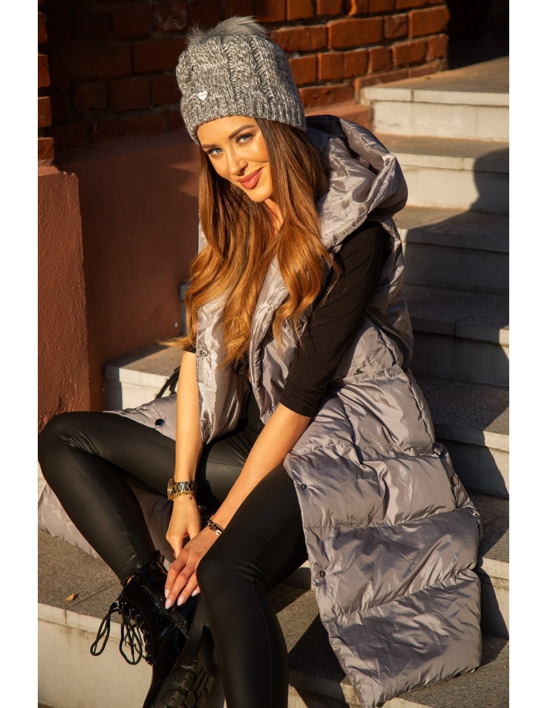 Dark gray winter set, hat and scarf C40 - Online store - Boutique